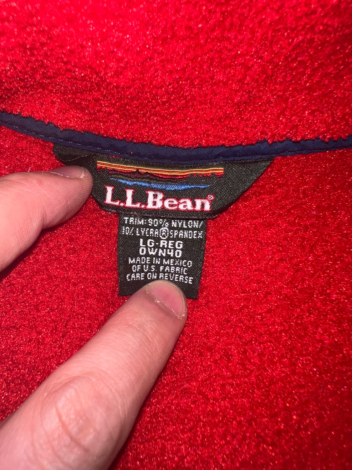 빈티지 엘엘빈 스냅 플리스 풀오버 L 레드컬러 팝니다.  상품이미지4