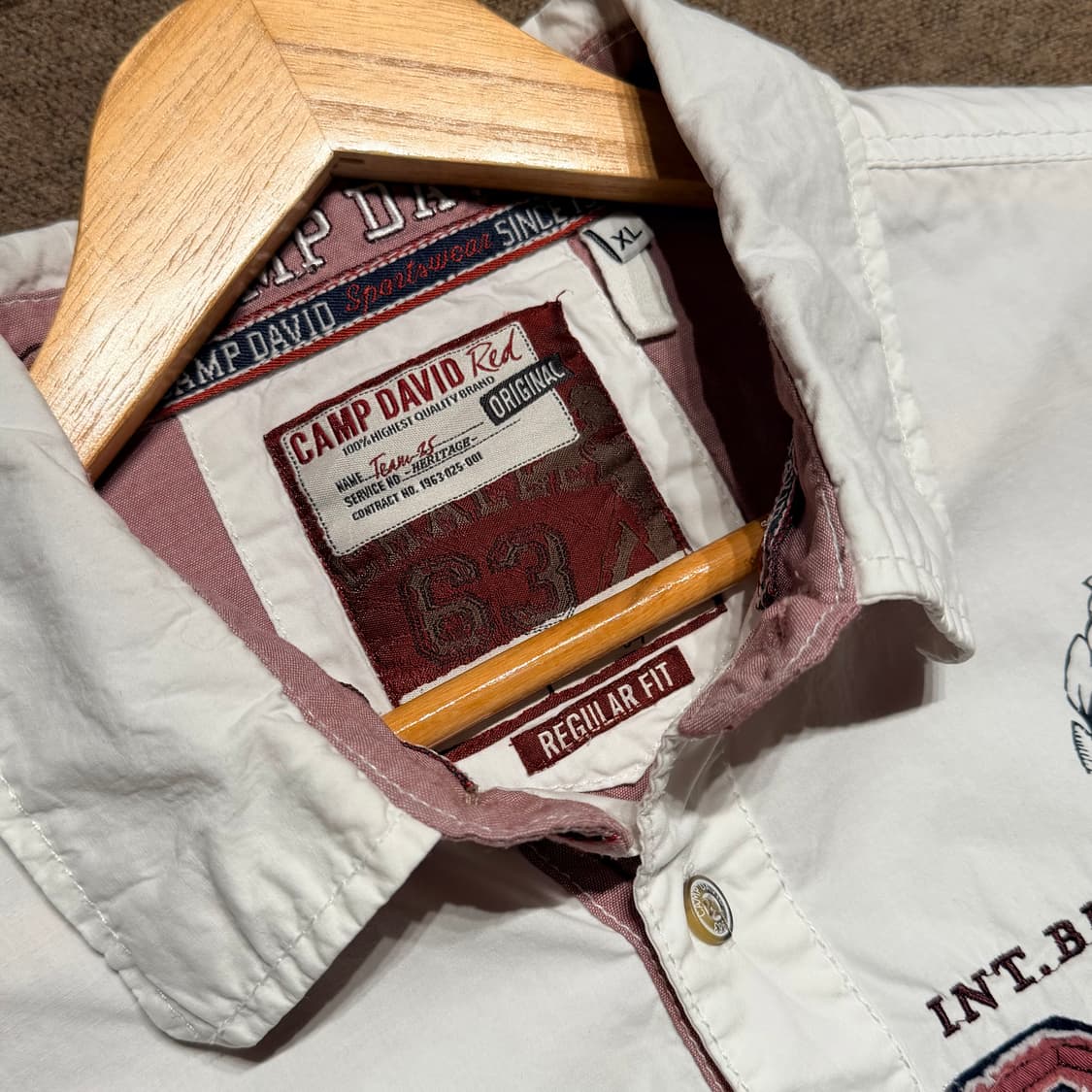 독일 캠프데이비드 화이트 스포츠 셔츠 XL y2k 상품이미지3