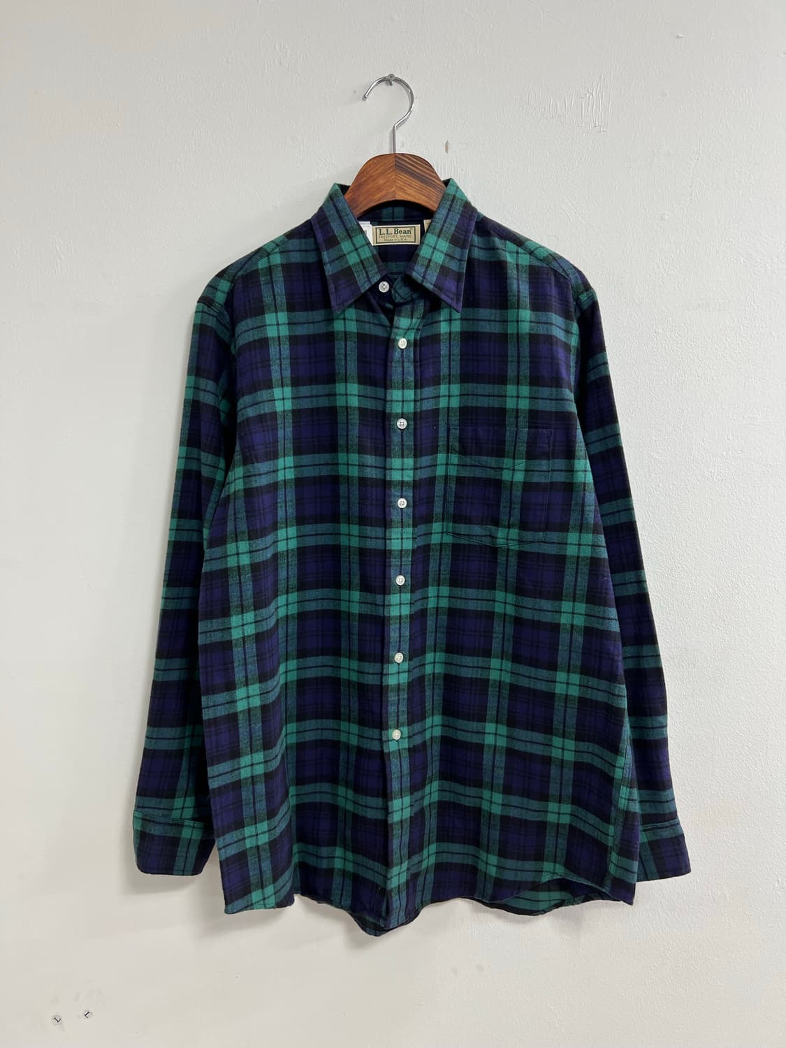 빈티지 L.L.Bean 그린/네이비 체크 셔츠 상품이미지1