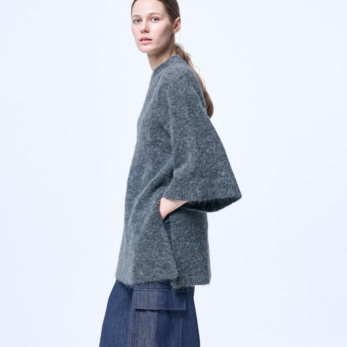 퍼블리카엑스(PUBLICKAX) 벨소매 알파카 울니트 55-66 새상품 상품이미지2