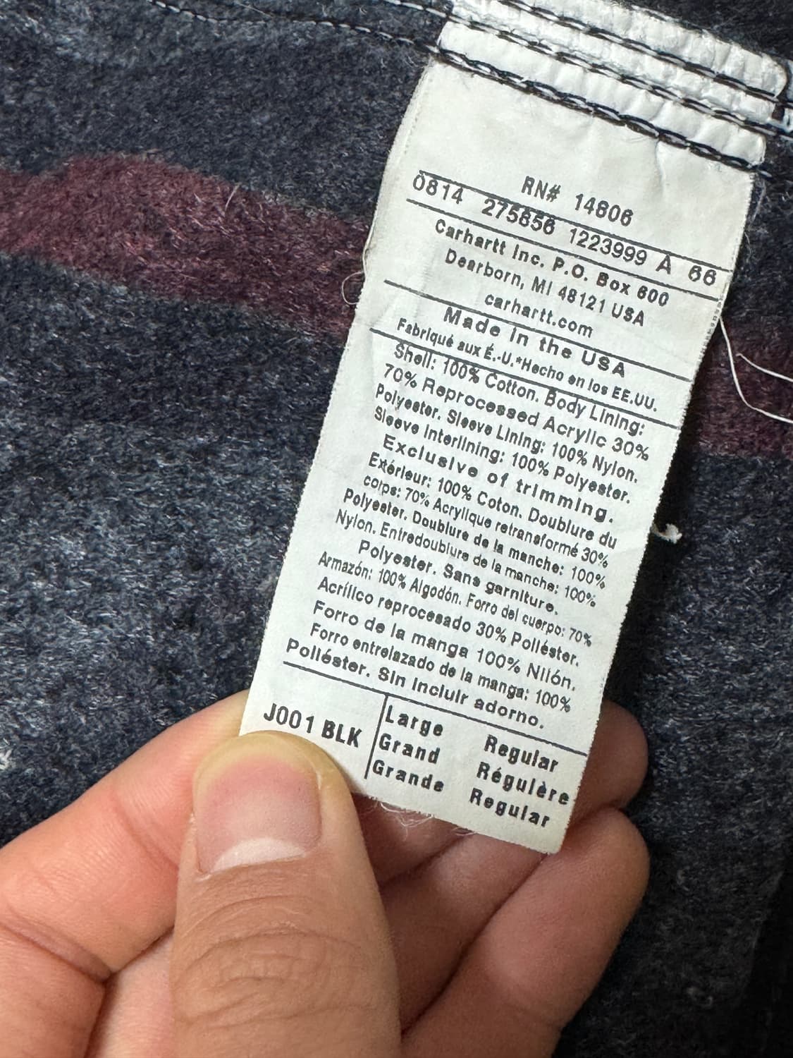 칼하트 디트로이트 J001 블랙 L (MADE IN USA) 상품이미지4