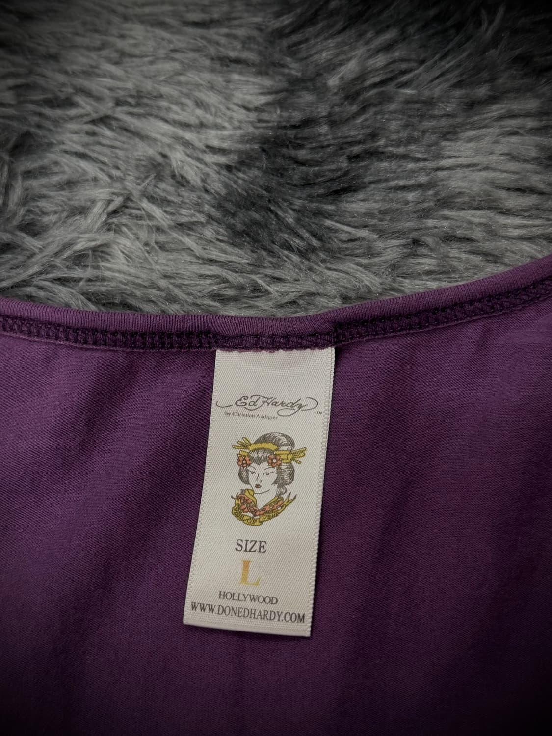 Ed Hardy 하트 스컬 큐빅  퍼플 롱 슬리브리스 상품이미지10