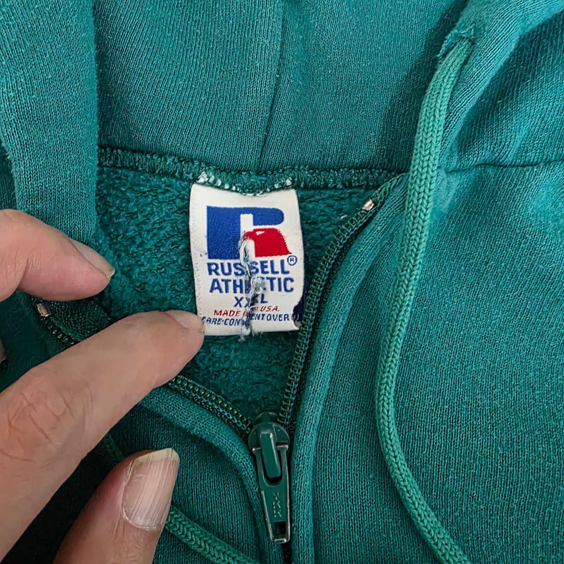 [XXL] 90s 빈티지 러셀 애슬레틱 틸그린 후드집업 ver. 굿컨디션 상품이미지3