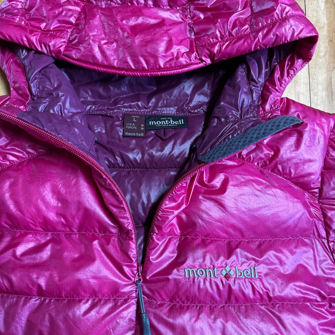 몽벨 경량패딩 다운자켓 핑크 L 상품이미지2