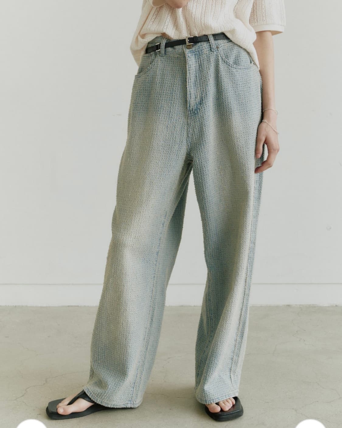 노이어 데미지 스트라이프 데님 팬츠 (라이트블루) 50 상품이미지9