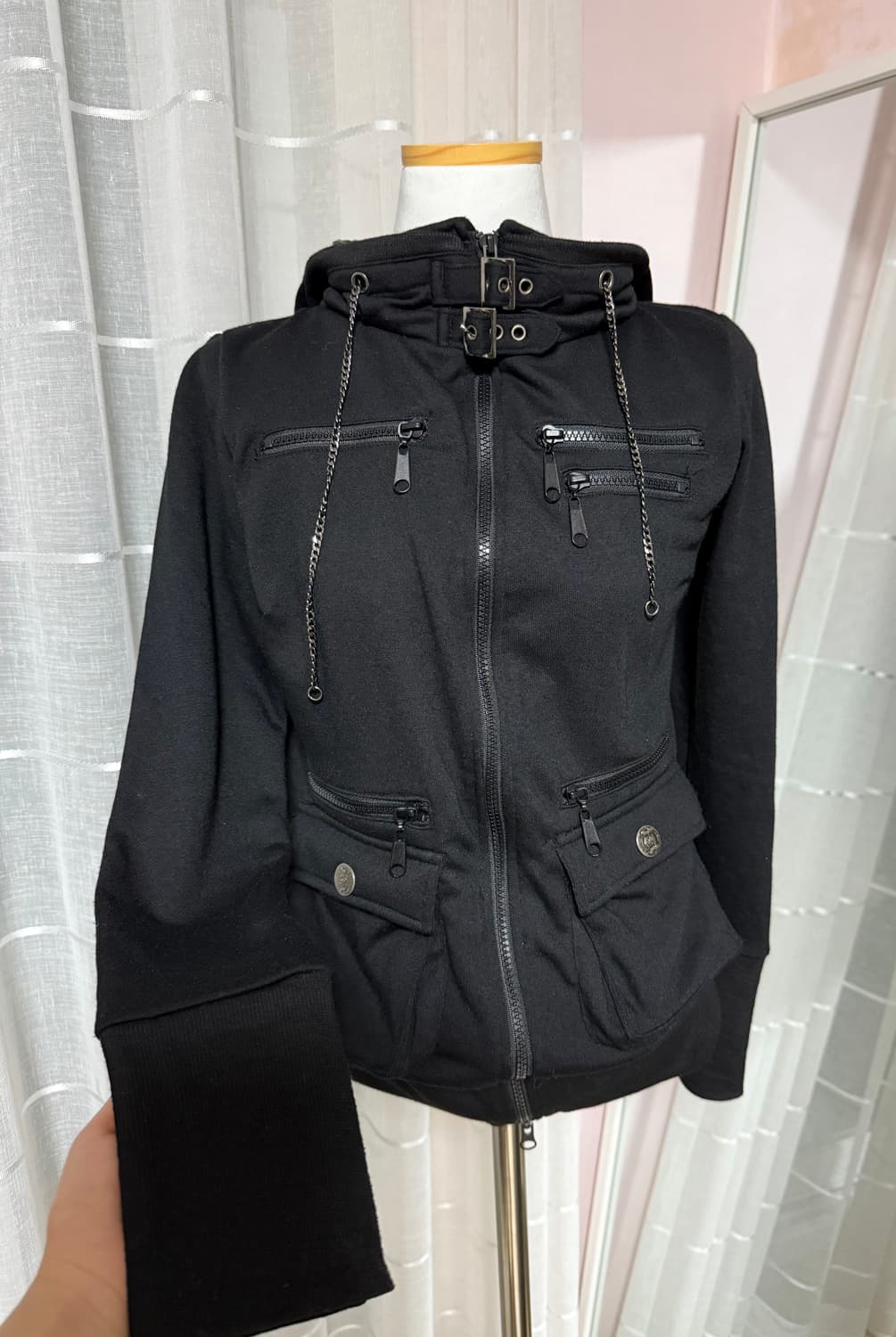 세실맥비 넥버클 하이넥 y2k 투웨이 자켓 후드집업 상품이미지3