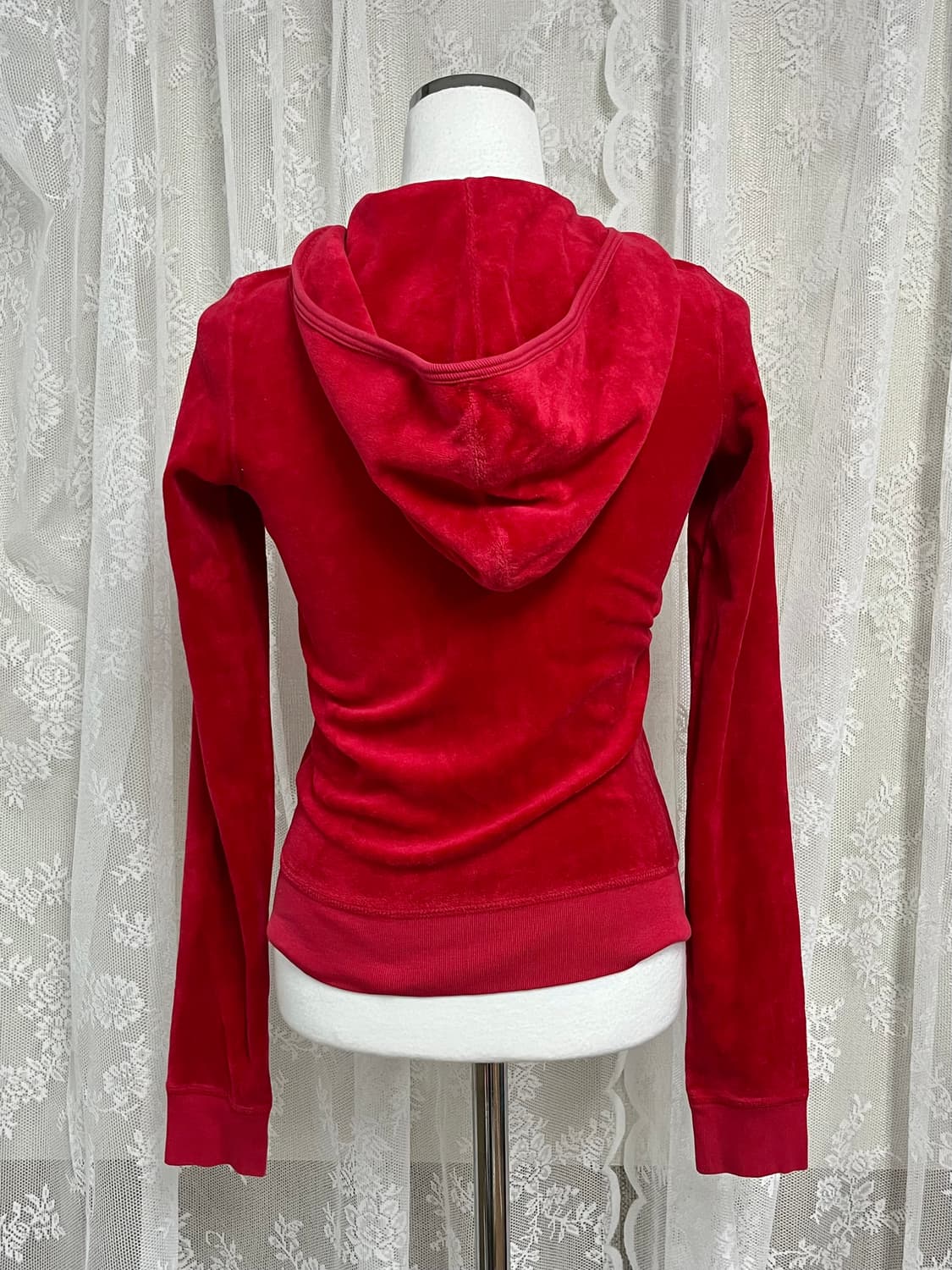 S) 쥬시꾸뛰르 벨벳 후드집업 레드 상품이미지2