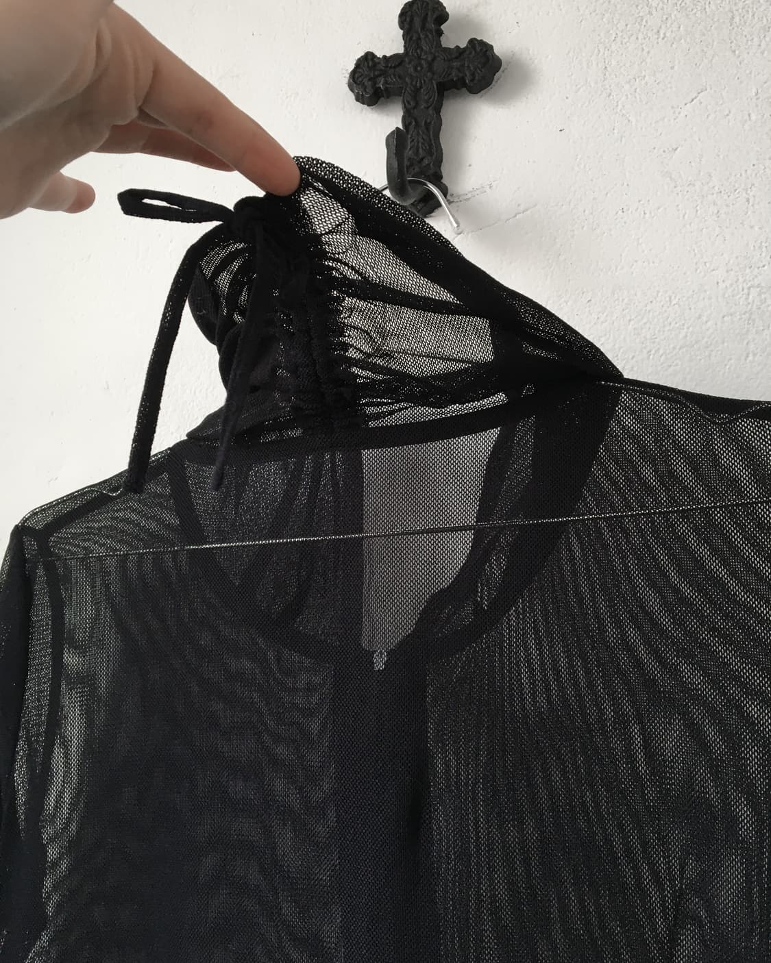 Unbalanced see through hood mesh zip up 상품이미지6