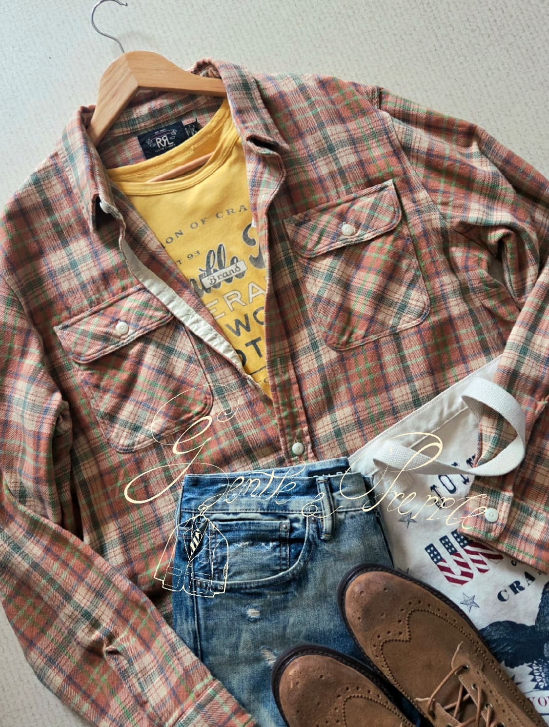 더블알엘 오렌지 트윌 플래드 워크셔츠 상품이미지2