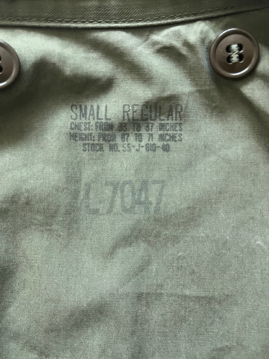 1952 US ARMY M-51 필드 자켓 S-R (초기형 스탬프) 상품이미지3