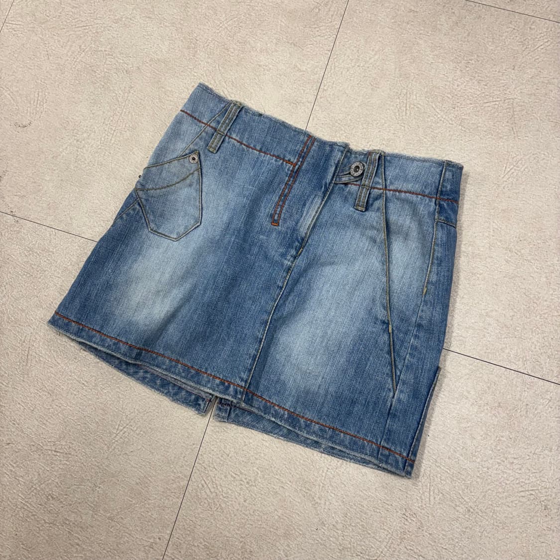 빈티지 워싱 데님 미니스커트 상품이미지1