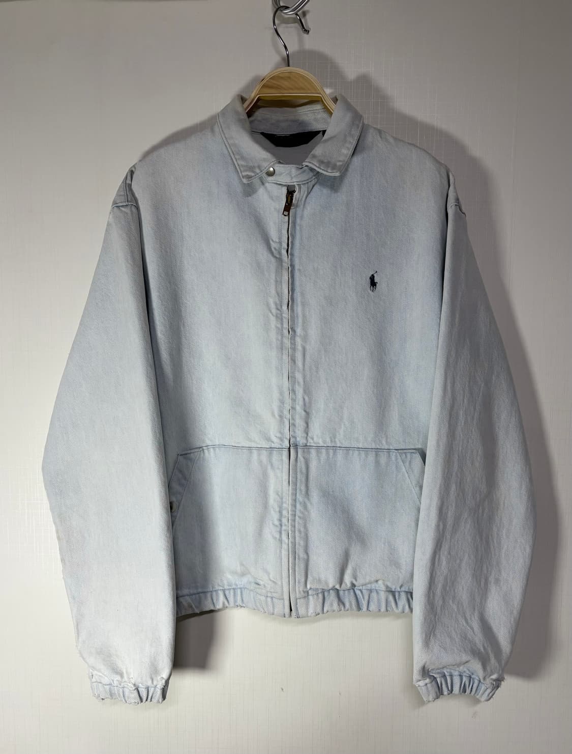90s 폴로 화이트 데님 스윙탑 베이포트 봄버 자켓 빈티지 상품이미지2