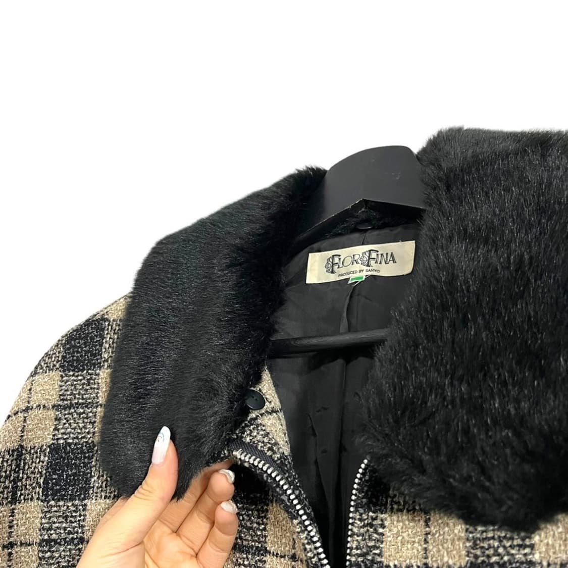 퍼 탈부착 체크 트위드 자켓 상품이미지6