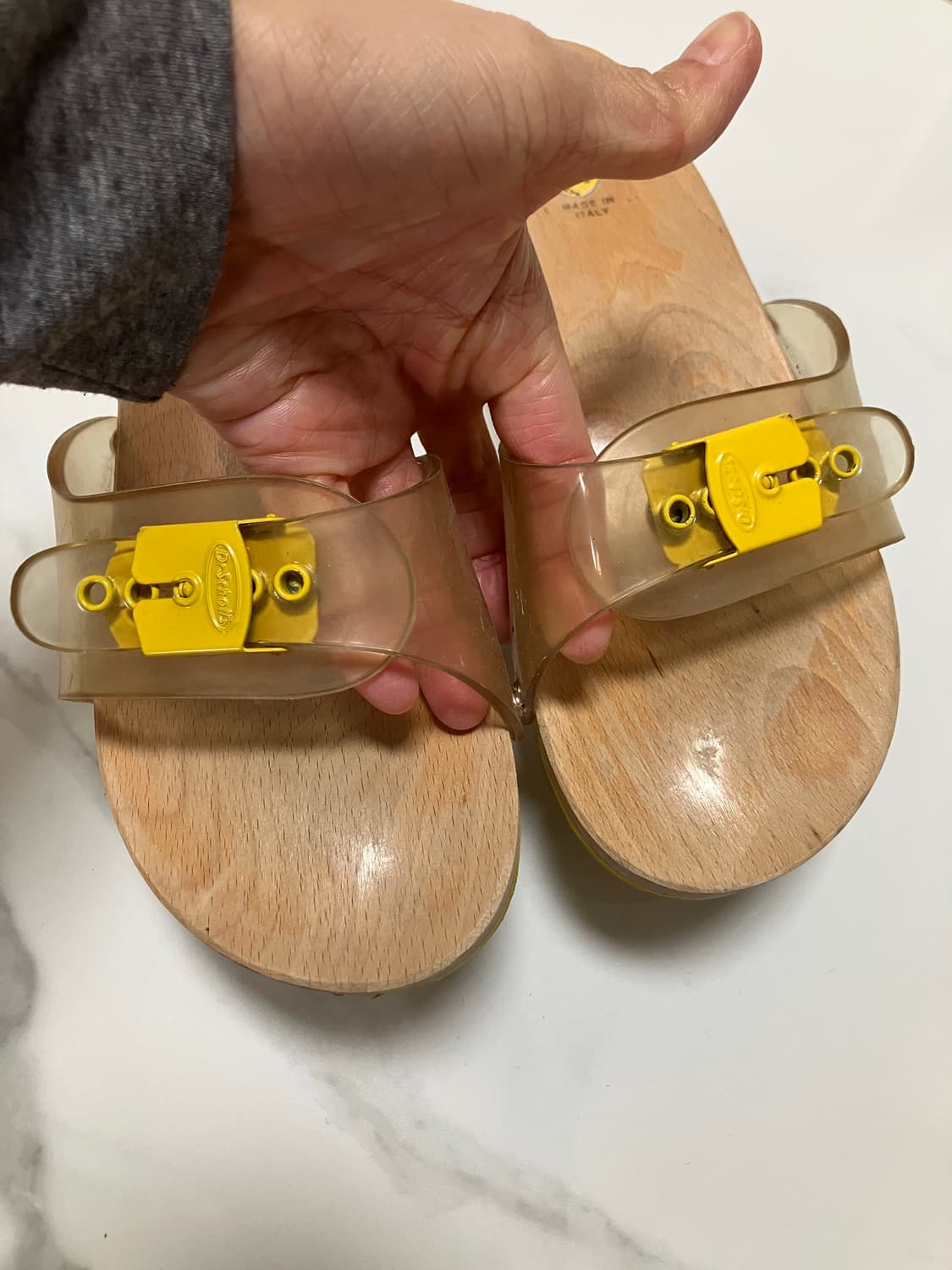 Y2K 2000s 닥터숄 우든힐 슬라이드 투명 클로그 샌들 빈티지 상품이미지3
