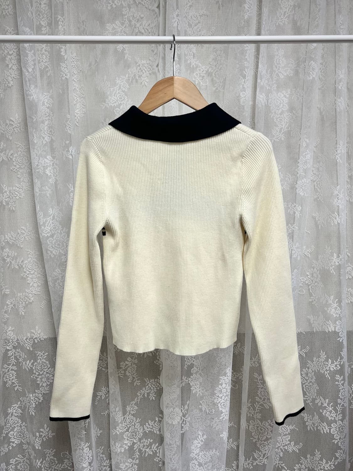 S) 쿠오세 KUOSE 카라 골지 니트 아이보리 상품이미지2