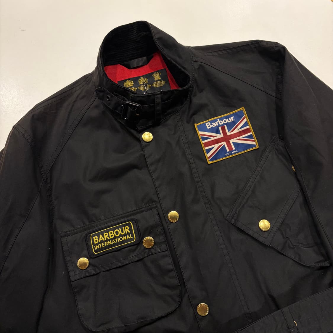 [M] 바버 인터내셔널 유니온잭 왁스 블랙 벨티드 자켓 B796 상품이미지3