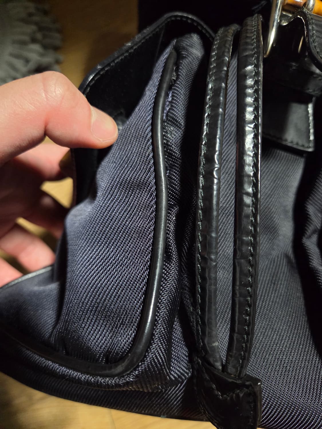 올드 구찌 나일론 레더 뱀부 백팩 상품이미지8