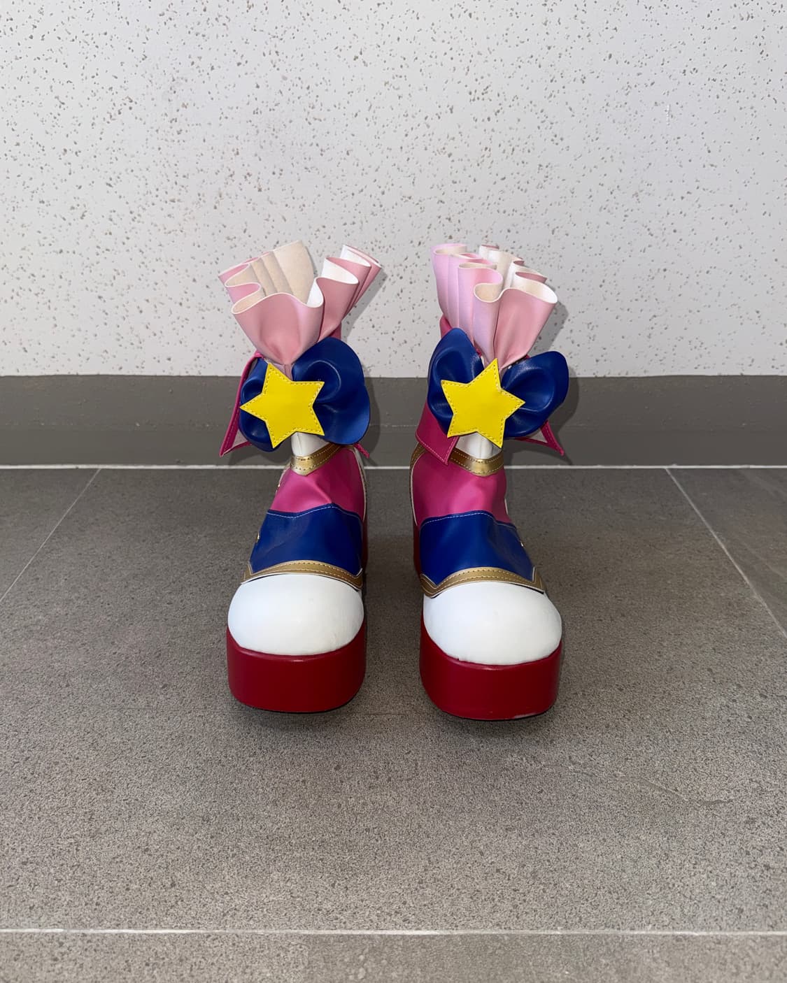 Pink star ribbon flat form boots 상품이미지2