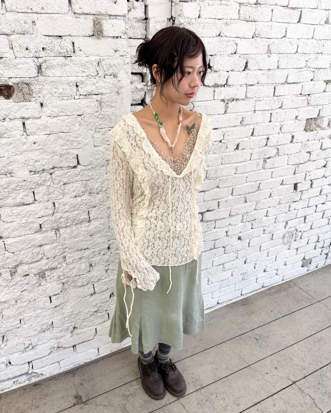 빈티지 시스루 레이스 레이어드 롱 슬리브 상품이미지3