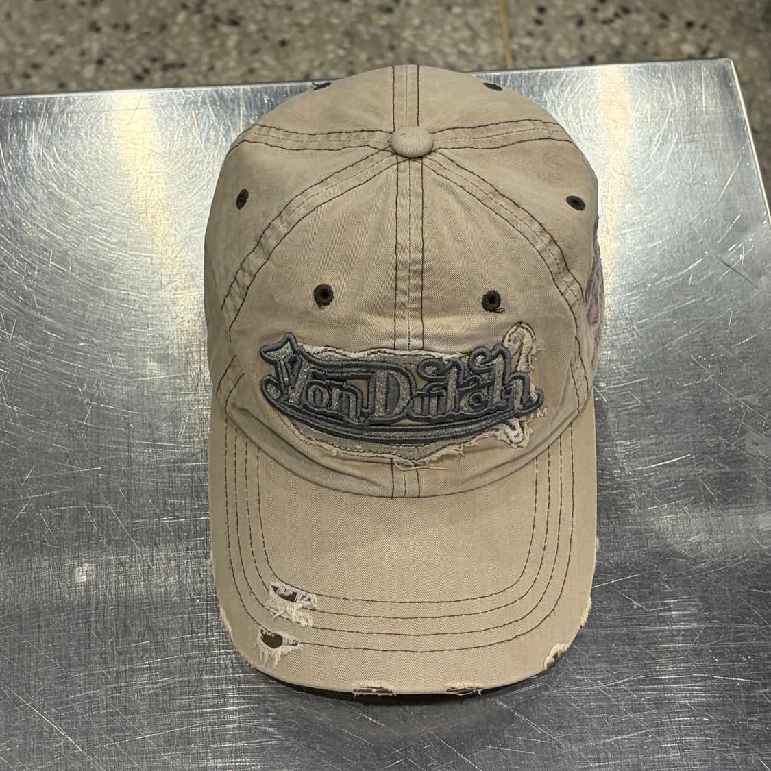 vondutch 본더치 데미지 자수 볼캡(베이지) 상품이미지4