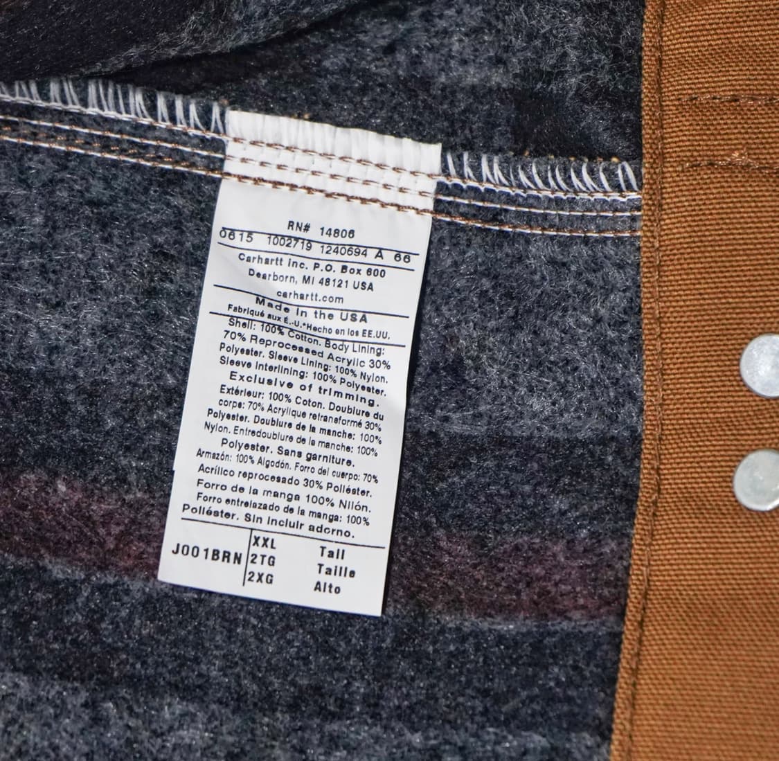 칼하트 디트로이트 J001 카멜 브라운 2xl (빅사이즈)(183이상) 상품이미지8