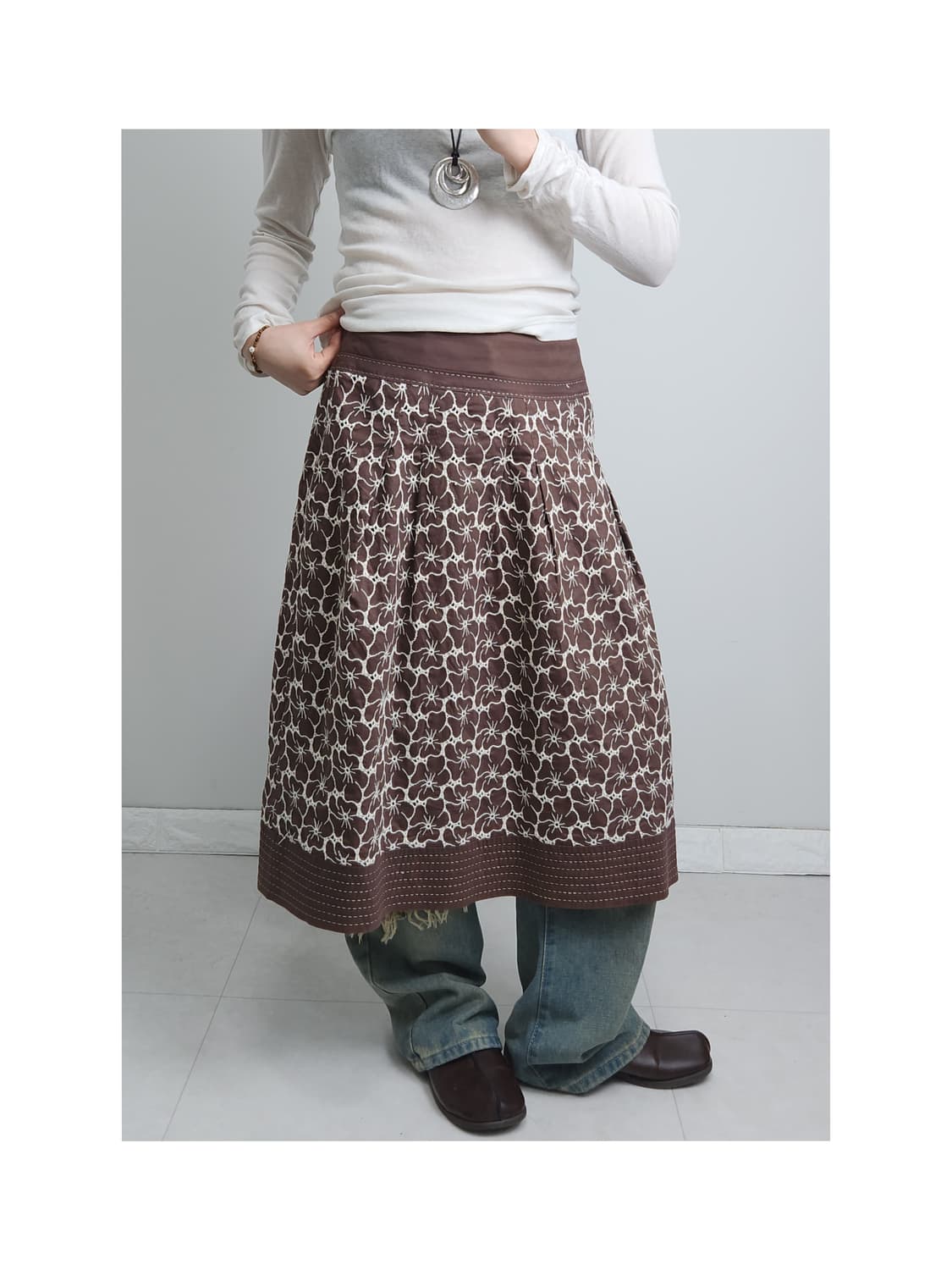 (Hiroko Koshino)플로럴 자수 스커트 상품이미지1