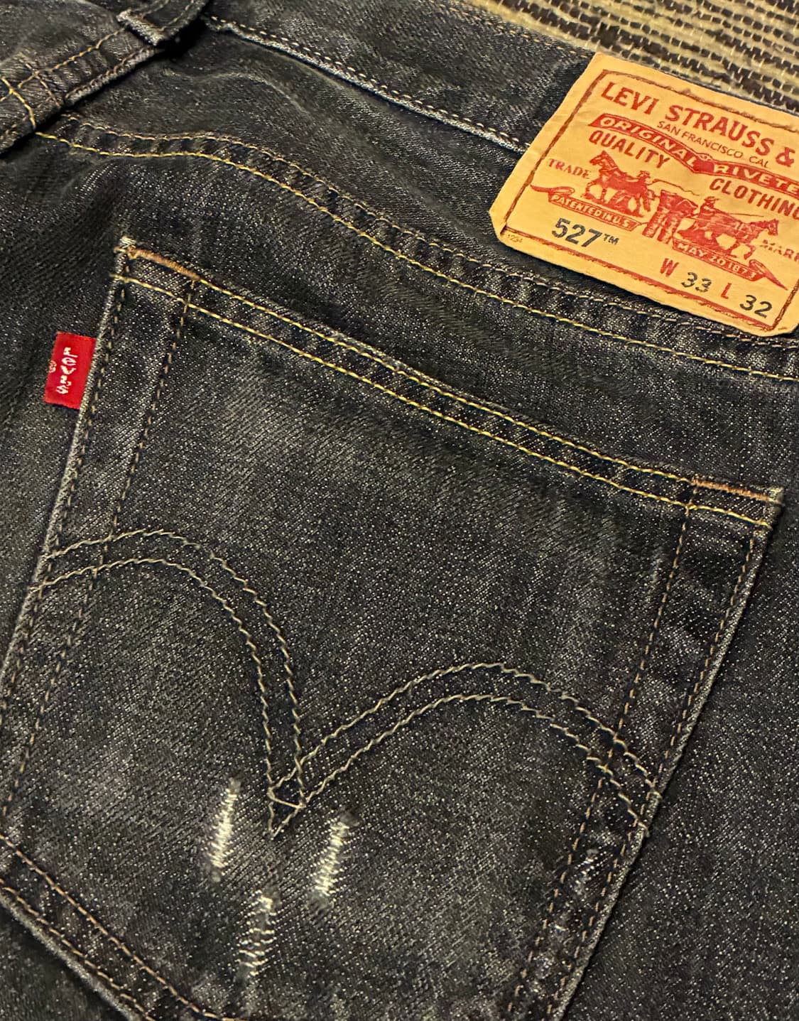 (33)00s Levis 리바이스 527 로우 부츠컷 흑청 데님 청바지 상품이미지8