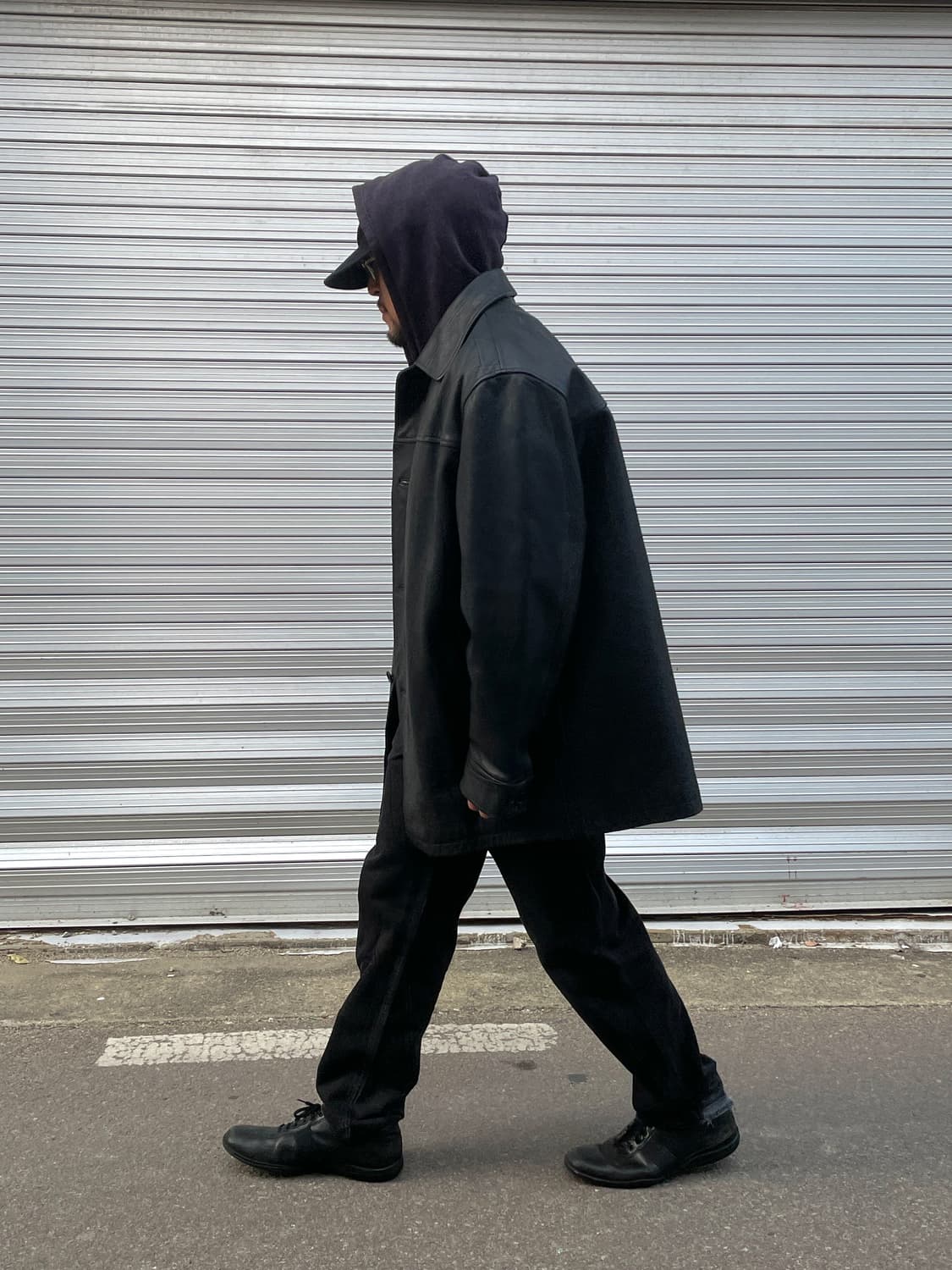 90-00s Old GAP Leather Black Car Coat 상품이미지2
