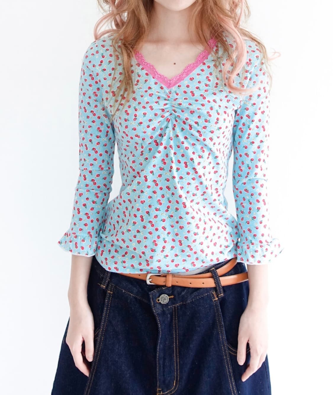 F.E.E.S strawberry lace top mint 상품이미지1