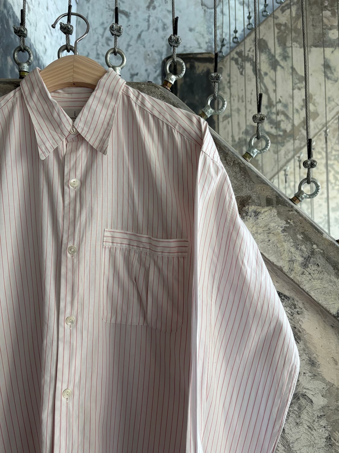 L Q Y’s for men design Pink Stripe Shirt 상품이미지2