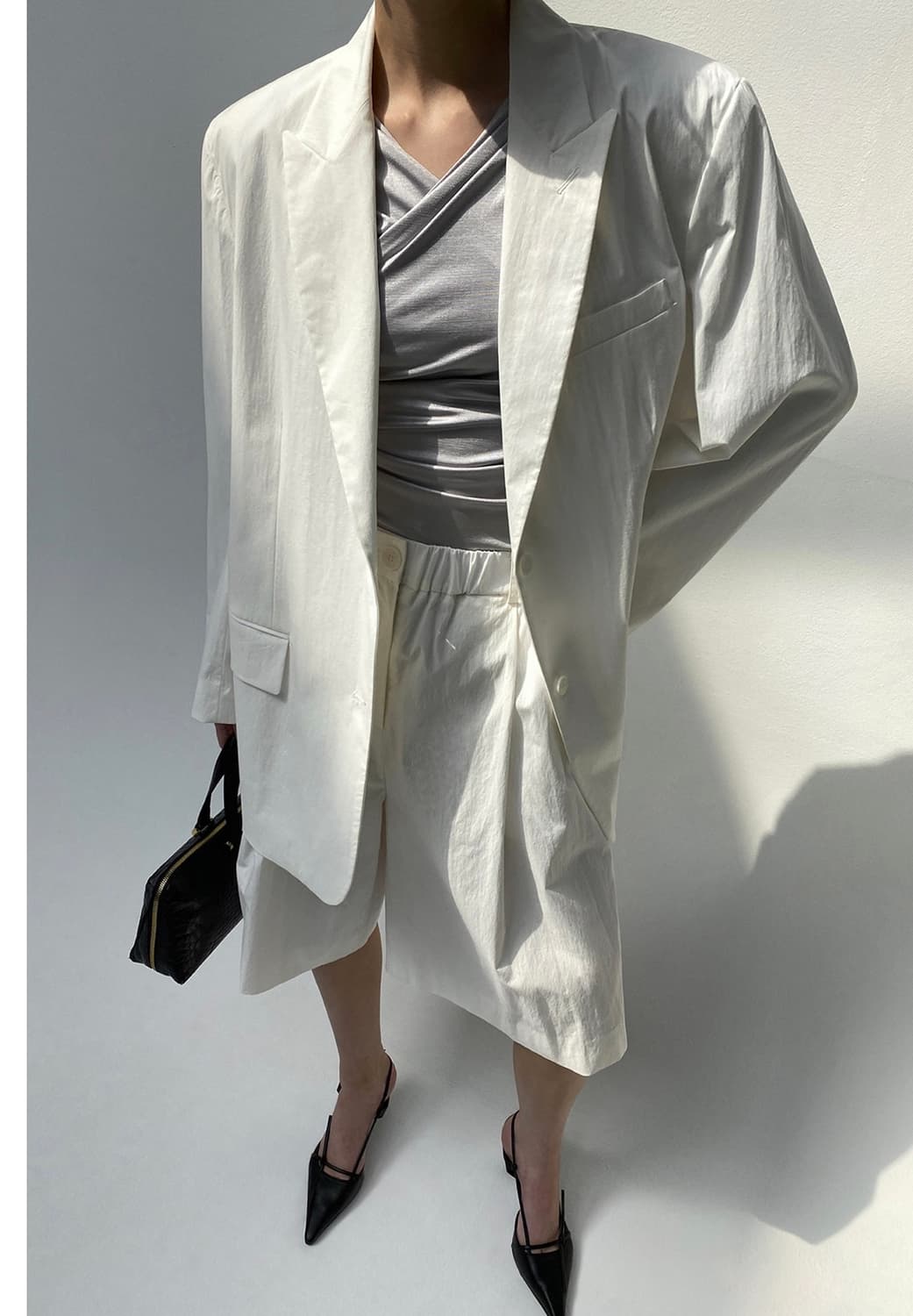 새상품) 드래곤블루스 드라이 터치 박시 싱글 스트랩 자켓 M 아이보리 상품이미지8