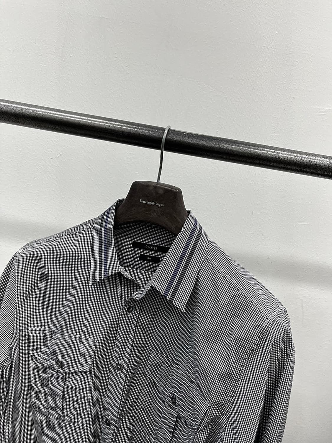 95-100) 구찌 투포켓 깅엄셔츠  상품이미지3