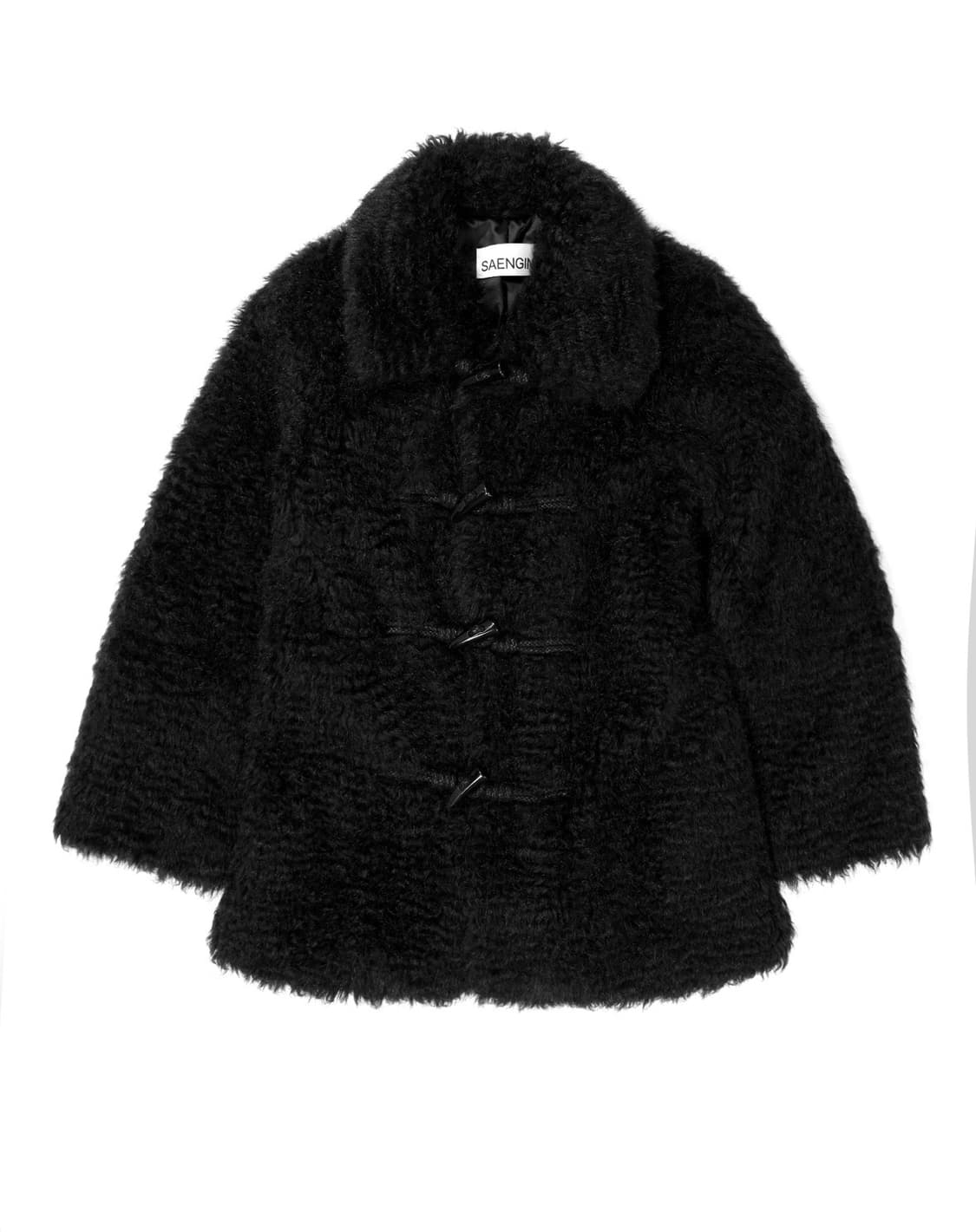 생긴 스튜디오 퍼 코트 블랙 상품이미지4