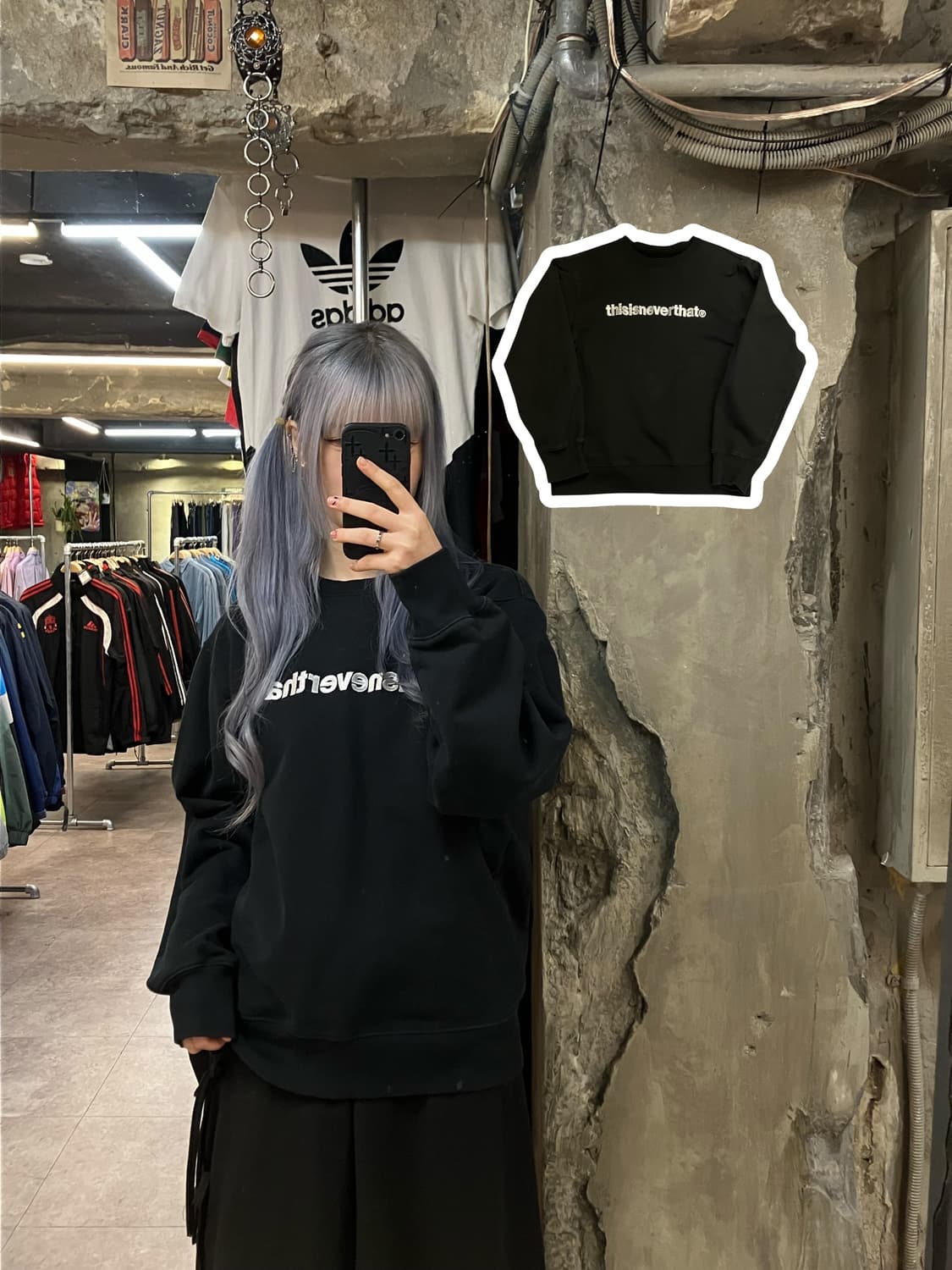 디스이즈네버뎃 자수 로고 맨투맨 블랙 L #csz2422 상품이미지1