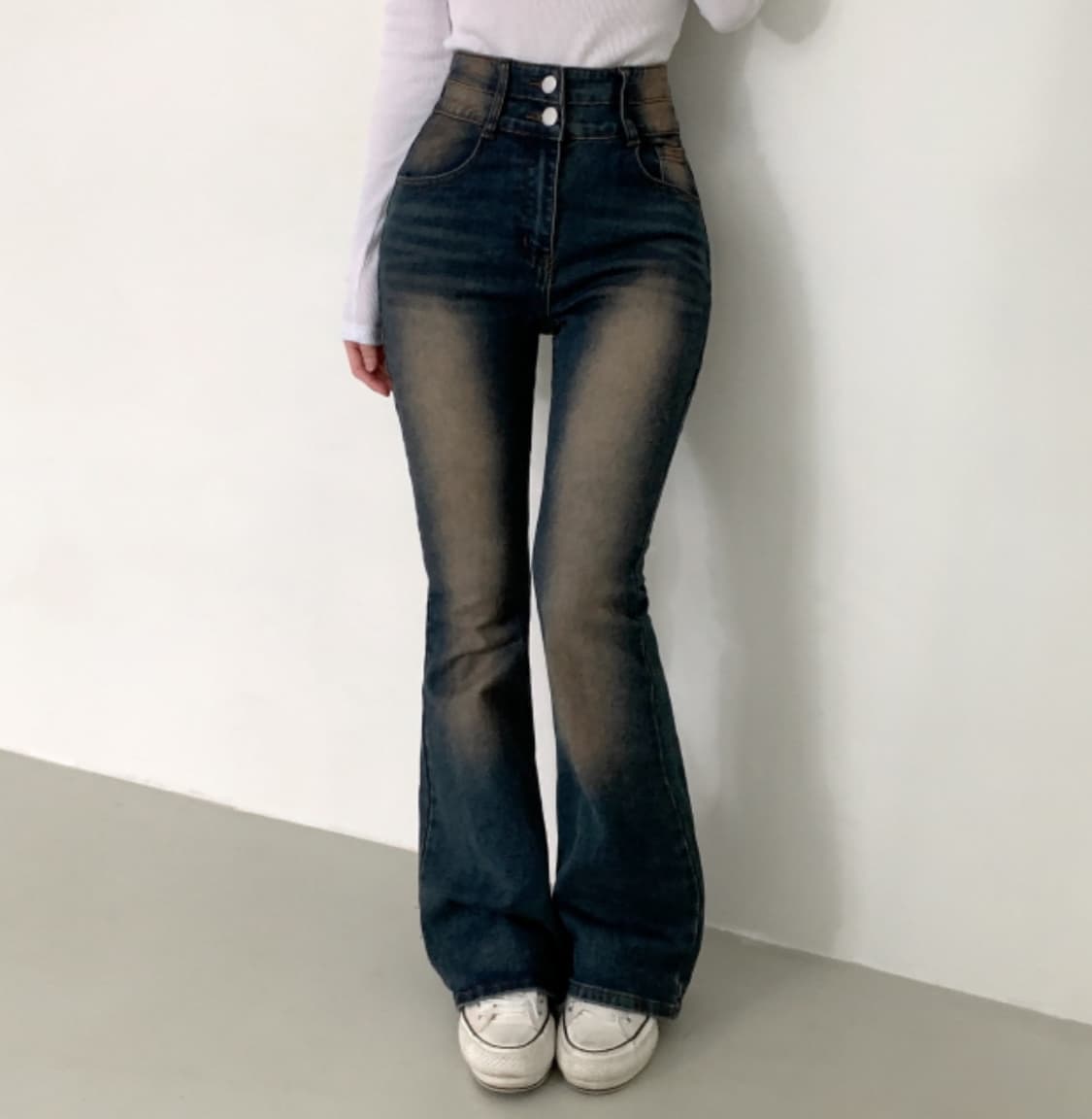 하이웨스트 부츠컷 워싱 롱데님(골반 패드) 상품이미지5