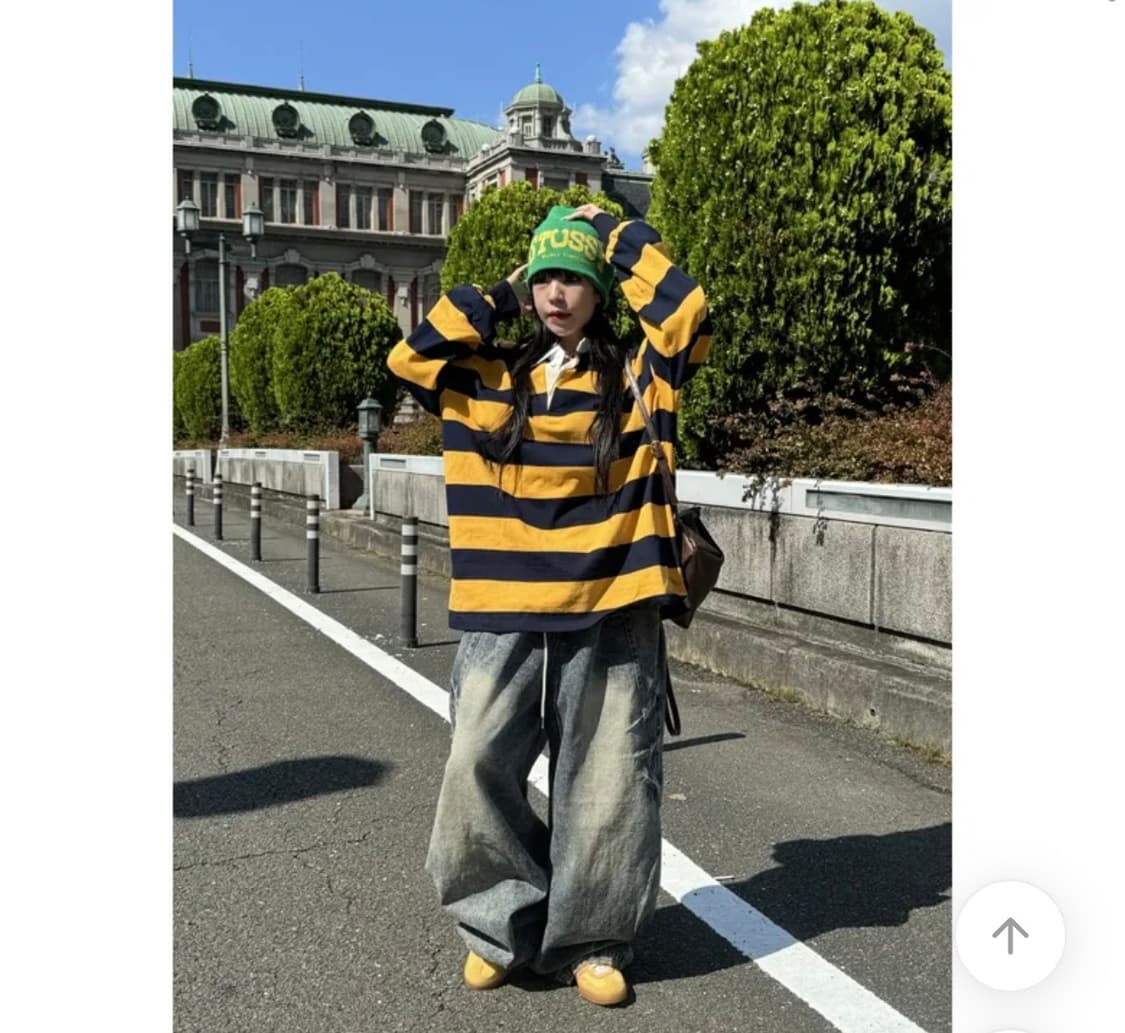 에이블리 남여공용 올드스쿨 스트라이프 카라 티셔츠 (새상품) 상품이미지1