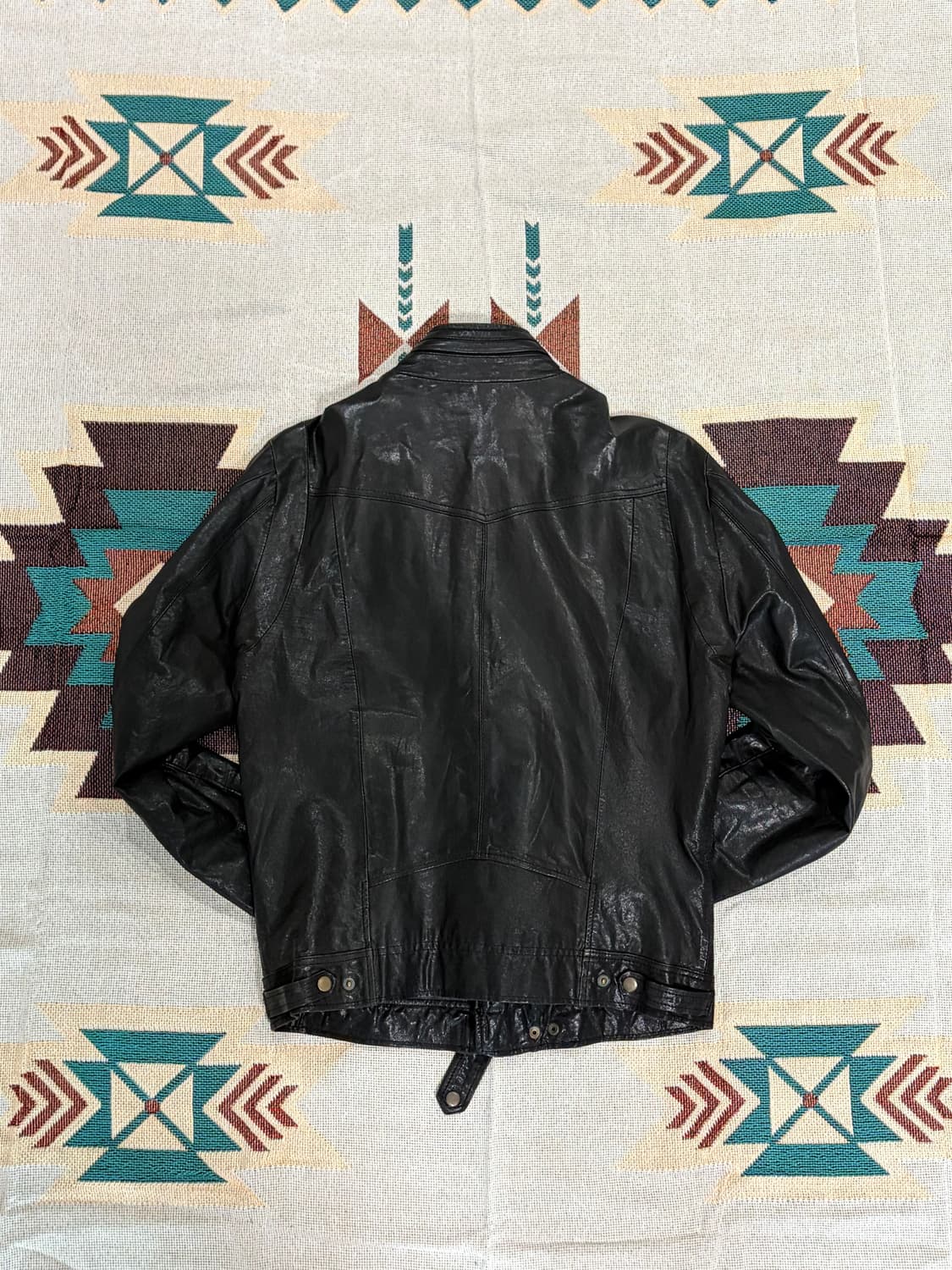 Glossy sheep skin biker leather jacket 상품이미지6