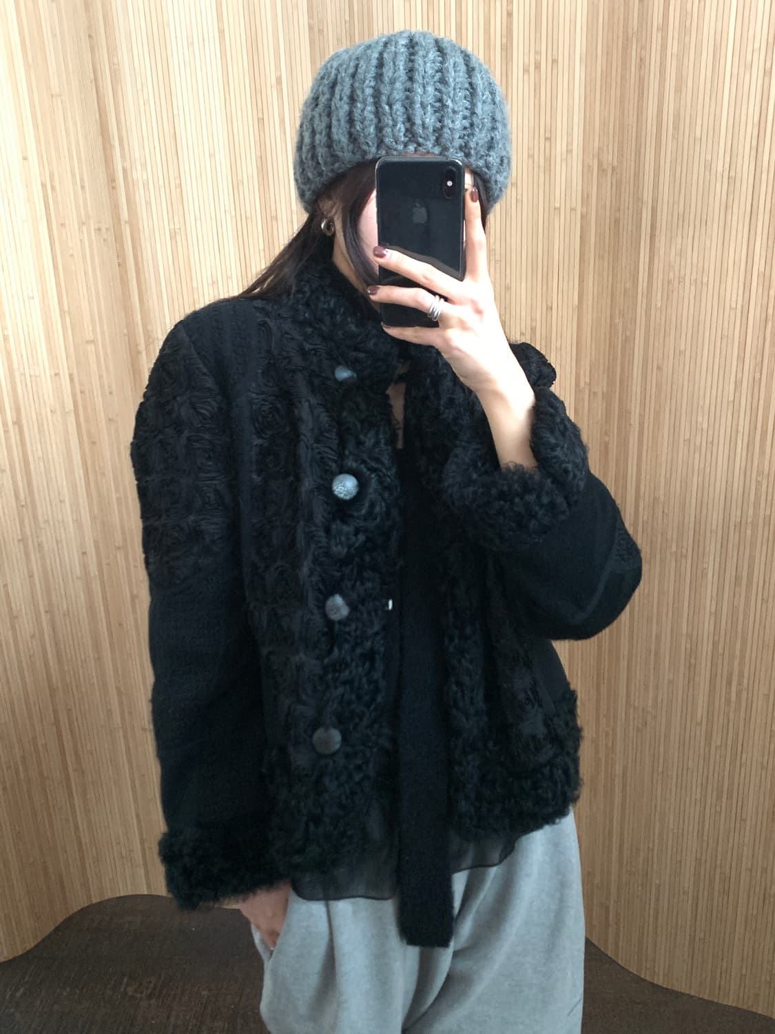 빈티지 블랙 양털 울 자켓 상품이미지2