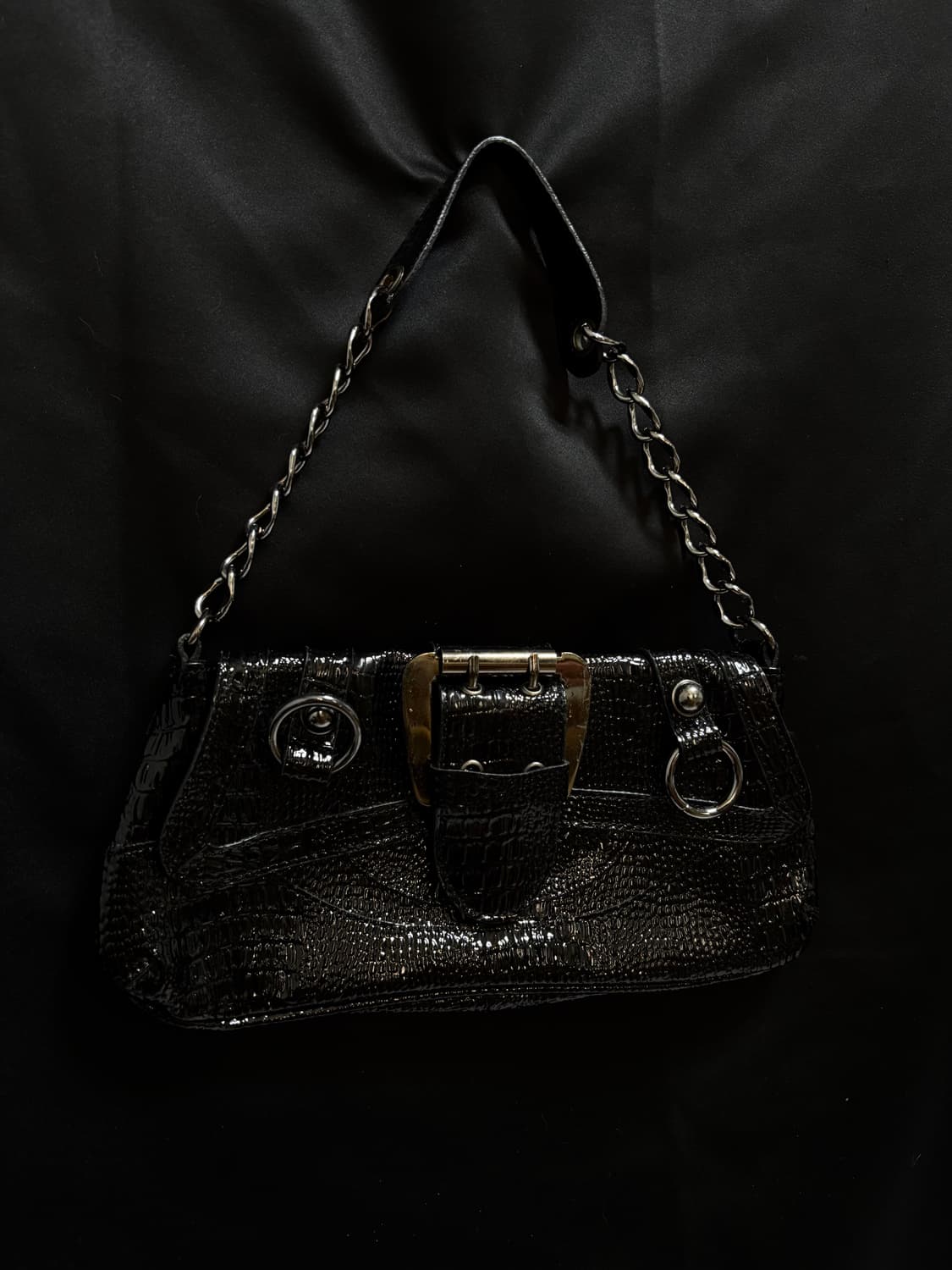 “Unknown” Y2K Design Buckle Black Bag 상품이미지4