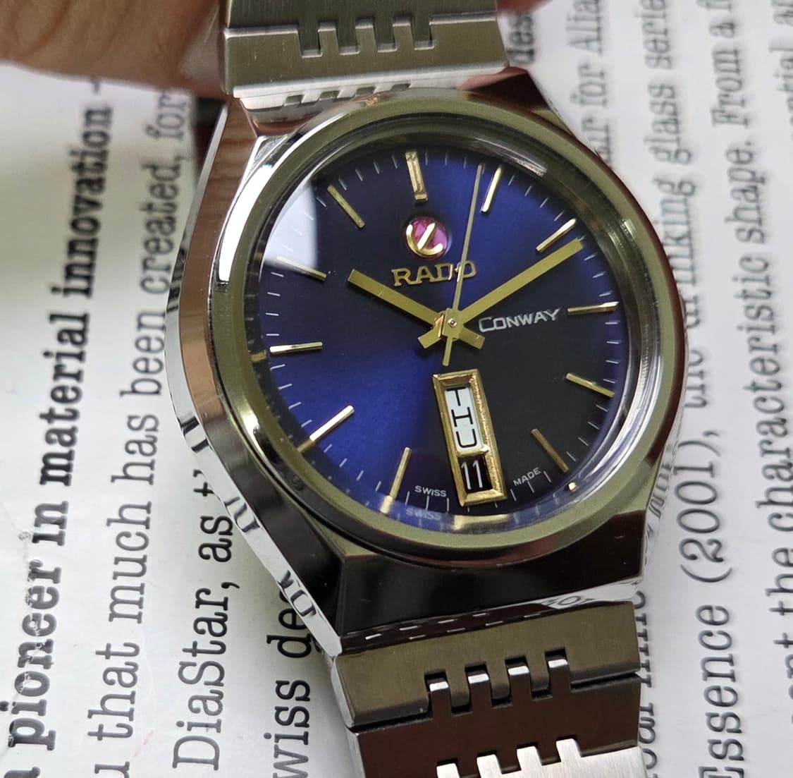 빈티지 라도 콘웨이 데이데이트 퍼플블루 오토매틱 브레이슬릿 ver. 상품이미지1