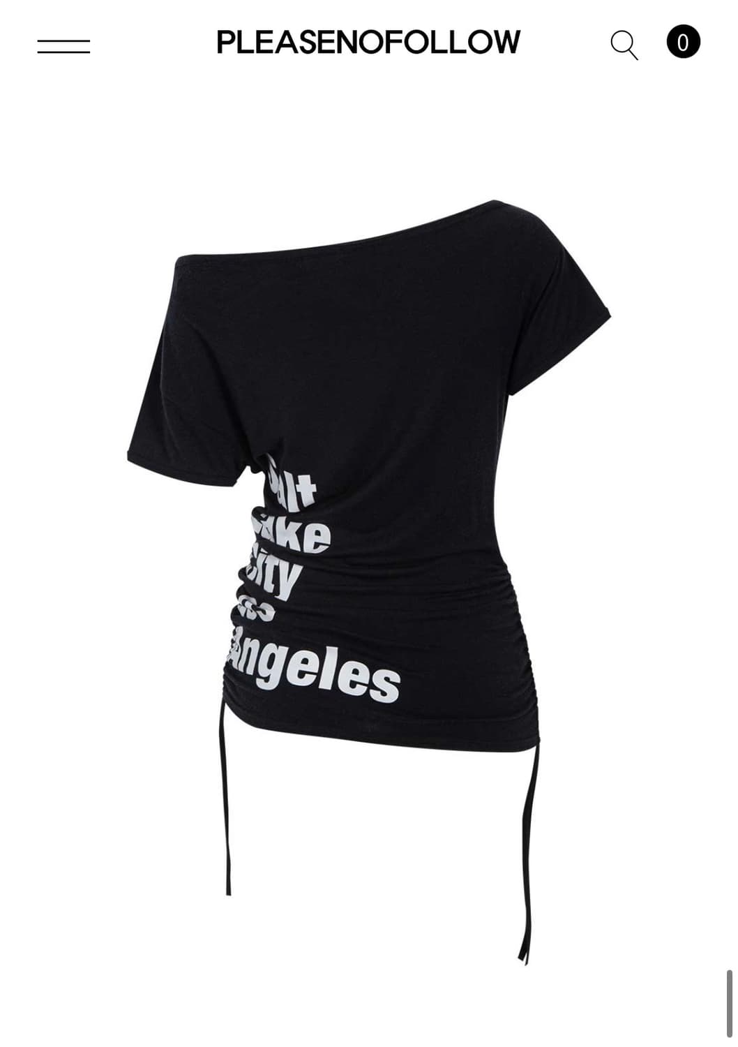 플리즈노팔로우) Sara Lettering Shirring Top BK 상품이미지3