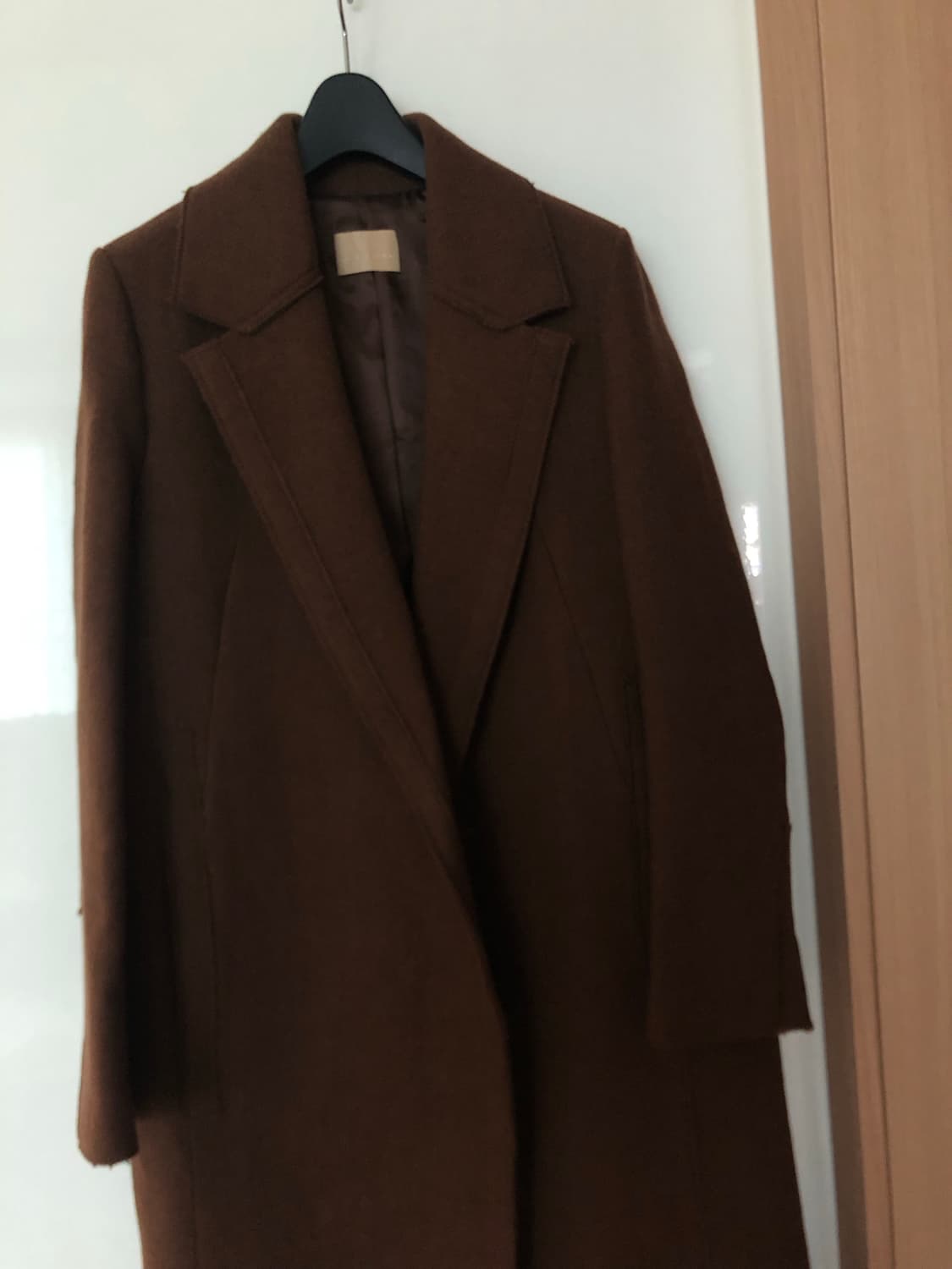 미샤 브라운 고급 울 캐시미어 롱 코트 울자켓 하객룩 출근룩 결혼식 상품이미지3