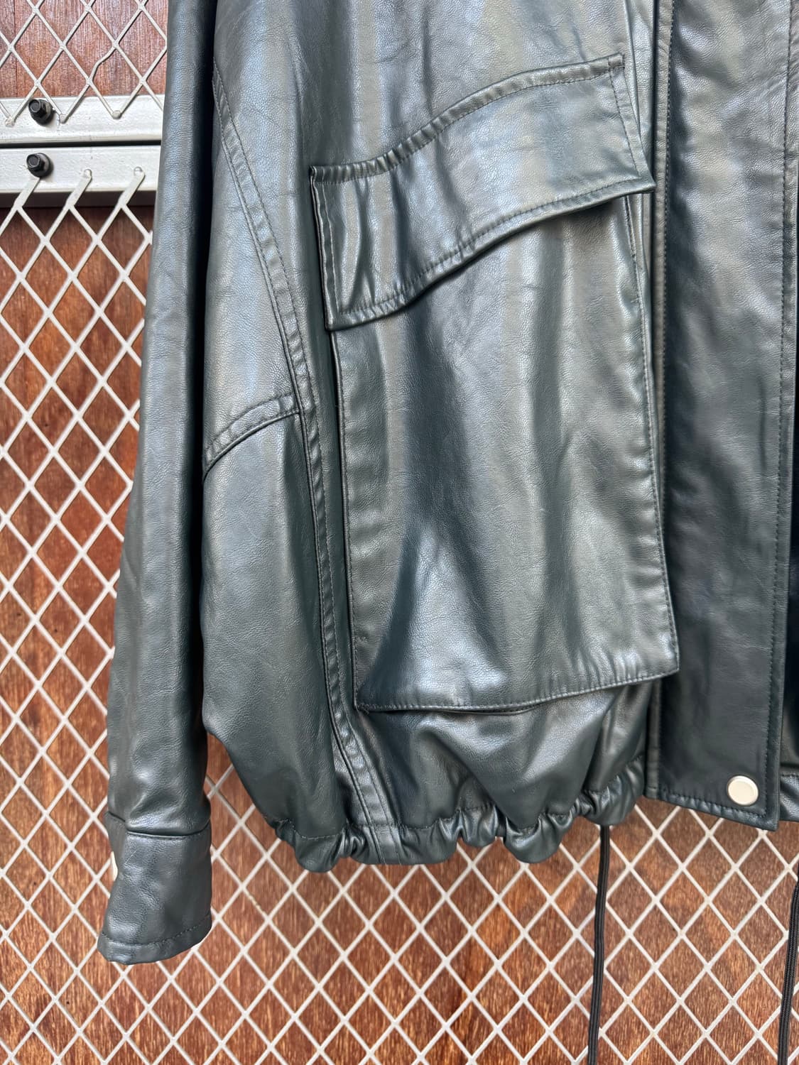 zara 자라 누빔 인조 가죽 퍼 카라 블루종 자켓 M 상품이미지4