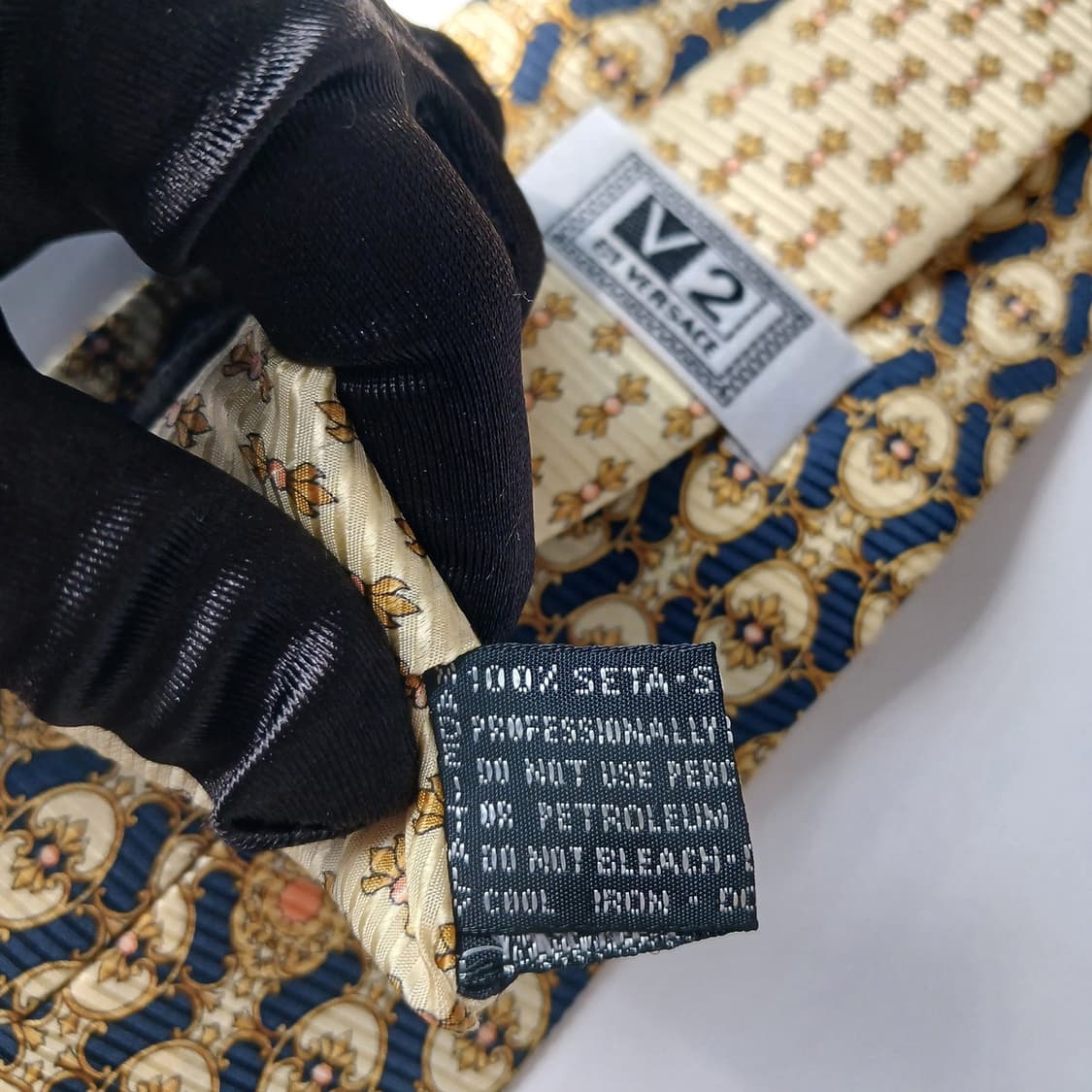 베르사체 실크 옐로우 패턴 넥타이 10.2cm B등급 E839 상품이미지6