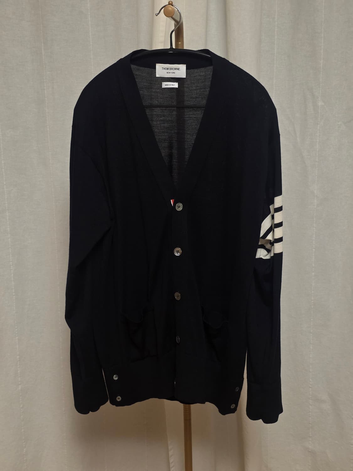 [ 25 / 5size ] 톰브라운 메리노울 사선완장 가디건 네이비 상품이미지1