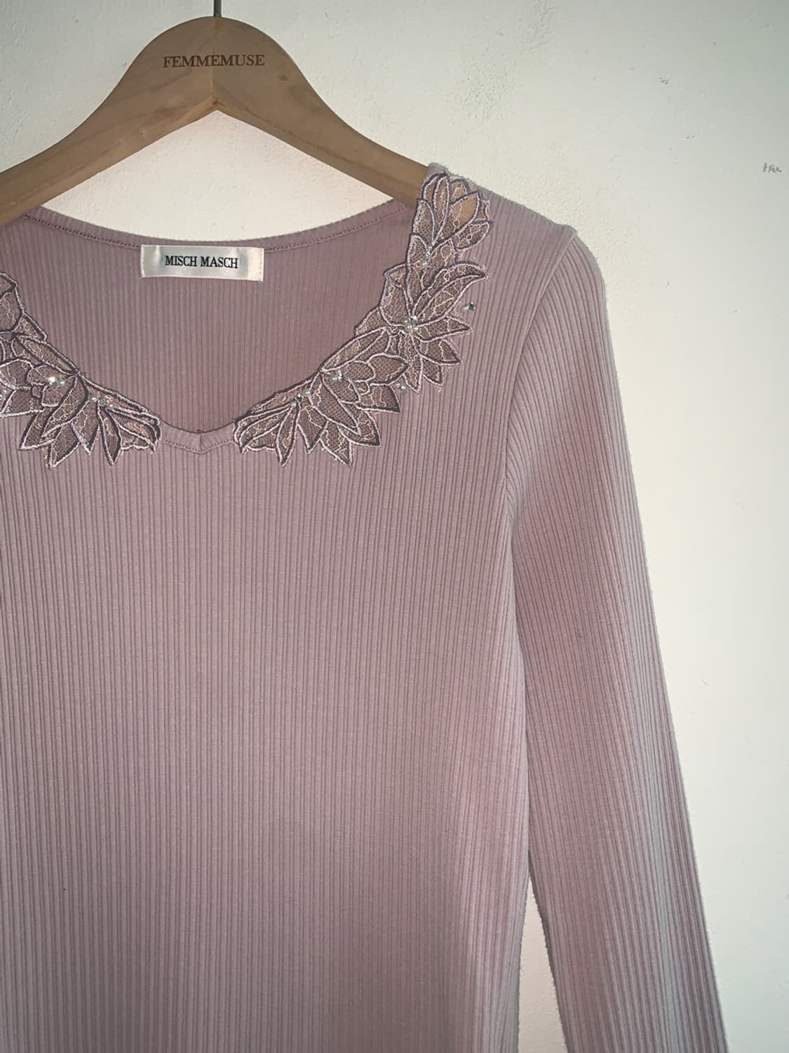 Lace v neck slim knit 상품이미지3