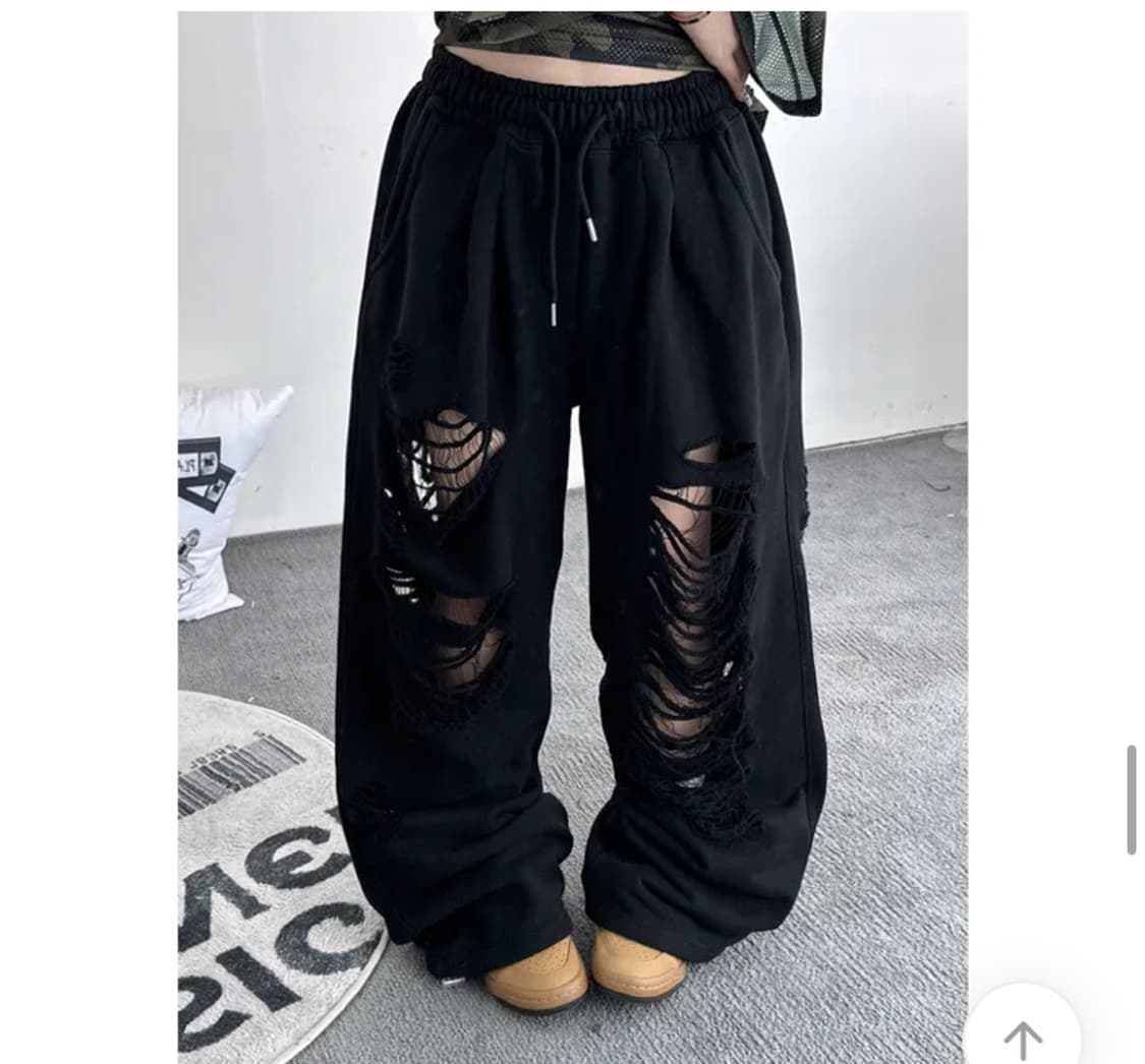 키미스 데미지 디스트로이드 팬츠 블랙 상품이미지3