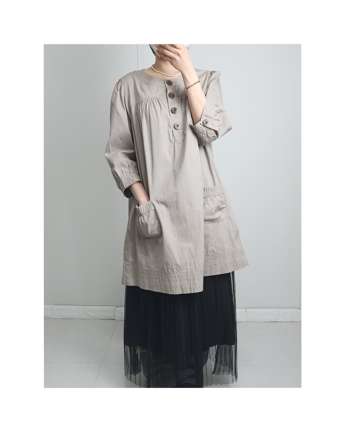 셔링 롱 블라우스 상품이미지1