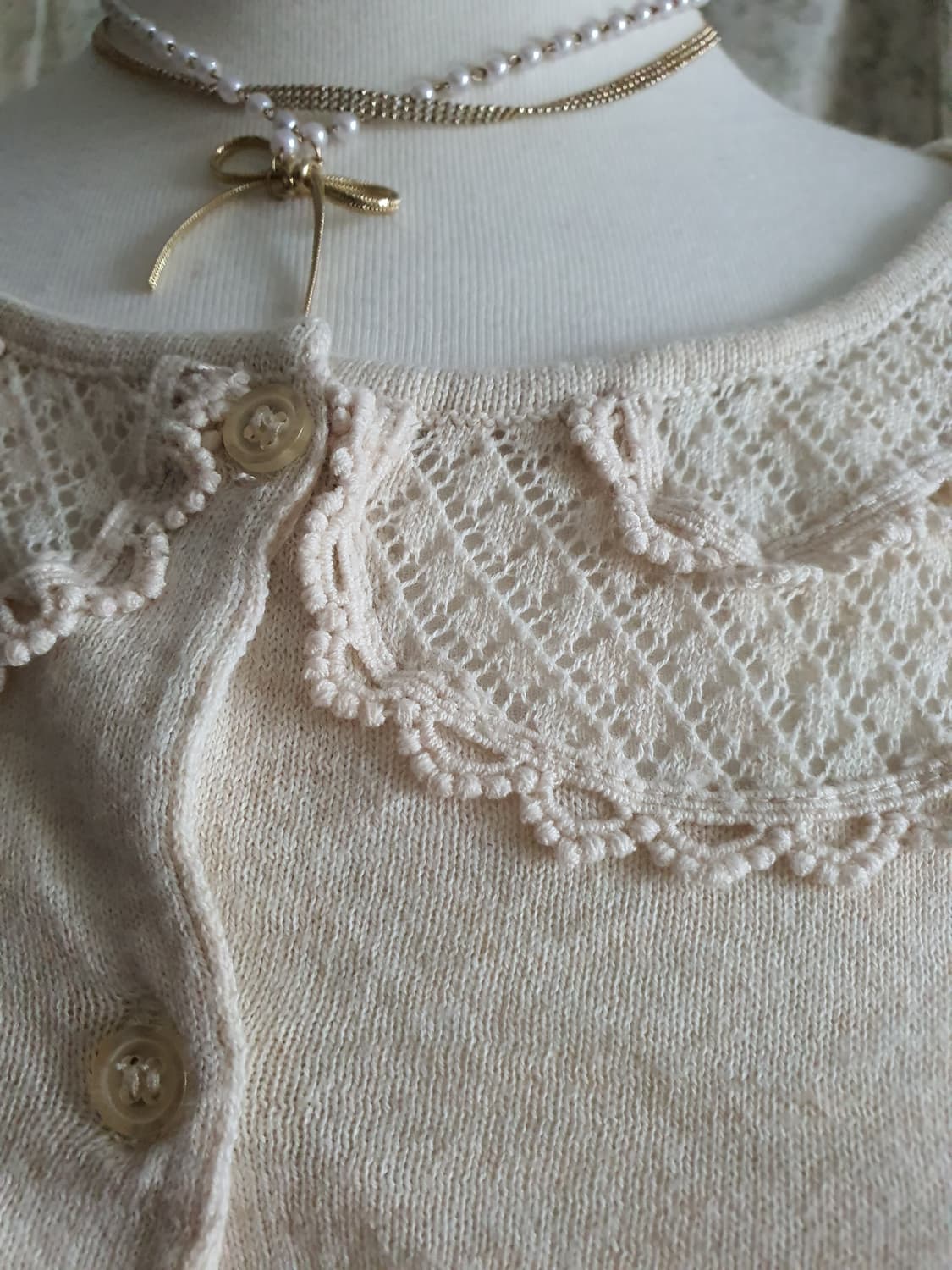 [모리걸] 레이스 칼라 가디건 아이보리 상품이미지3
