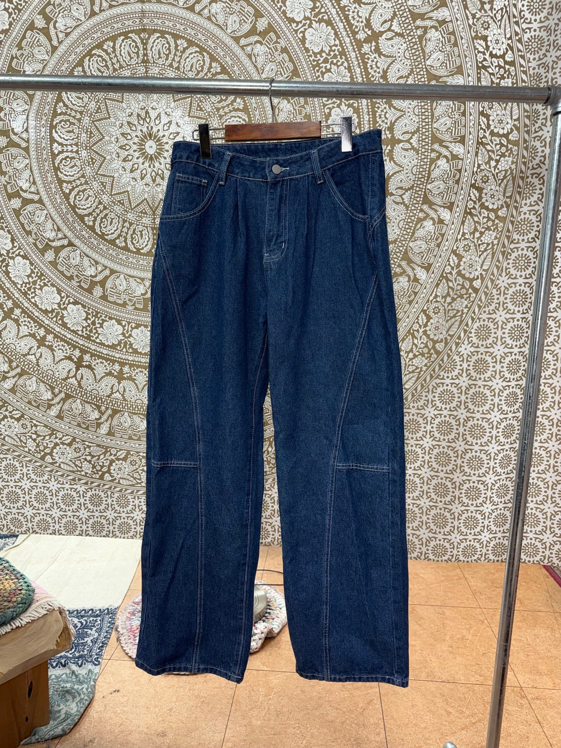 빈티지 디테일 핀턱 진청데님팬츠 상품이미지3